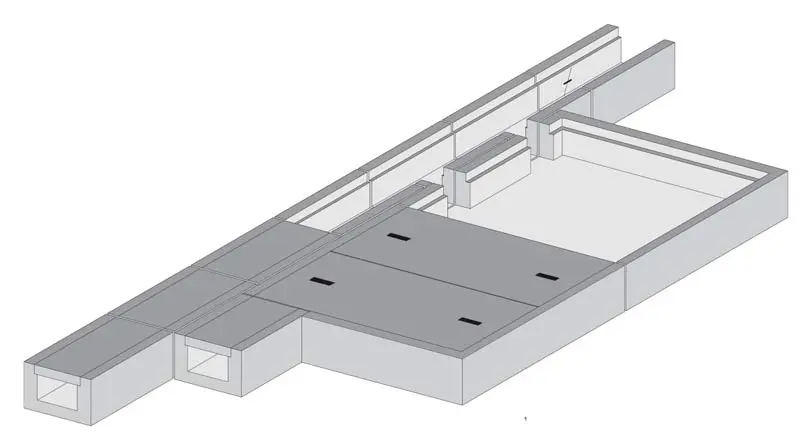 Technische Zeichnung eines Mehrlängenbausatzes in 3D-Darstellung.