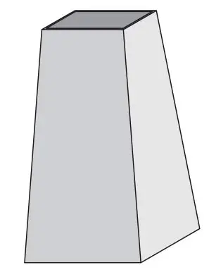 Ein grauer Kabelmerkstein mit quadratischem oberen Ende und konischer Form.